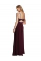 Sem Mangas Alças finas Chiffon Ouro Borgonha Comprimento Chão Vestidos de Festa / Vestidos de Madrinha Mais Barato