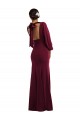 Mangas Compridas, Mangas Bispo Barco Crepe Esticado Ouro Borgonha Comprimento Chão Vestidos de Madrinha / Vestidos de Noite / Vestidos de Festa Mais Barato