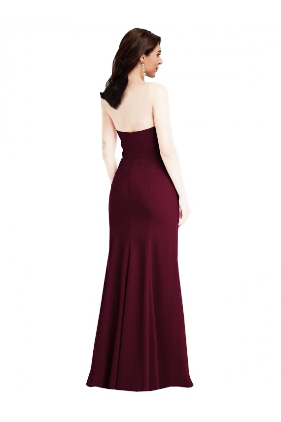 Sem Mangas Sem alças Crepe Esticado Ouro Borgonha Comprimento Chão Vestidos de Madrinha / Vestidos de Festa Mais Barato