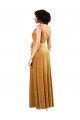 Sem Mangas Decote V Veludo Elástico Ouro Comprimento Chão Vestidos de Madrinha / Vestidos de Noite / Vestidos de Festa Mais Barato