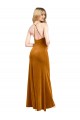 Sem Mangas Decote Alto Veludo Elástico Ouro Comprimento Chão Vestidos de Madrinha / Vestidos de Noite / Vestidos de Festa Mais Barato