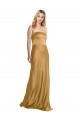 Sem Mangas Sem alças Cetim Elástico Ouro Comprimento Chão Vestidos de Madrinha / Vestidos de Noite / Vestidos de Festa Mais Barato