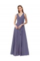 Sem Mangas Decote V Chiffon Pedra Prateada Comprimento Chão Vestidos de Madrinha Mais Barato