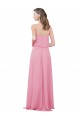 Sem Mangas Alças finas Chiffon Pele Rosa Comprimento Chão Vestidos de Madrinha Mais Barato