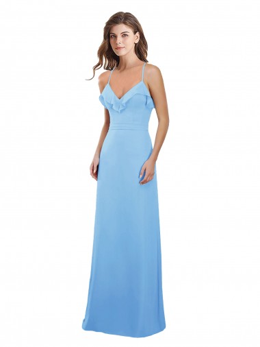 Sem Mangas Amor Chiffon Pervinca Comprimento Chão Vestidos de Madrinha Mais Barato