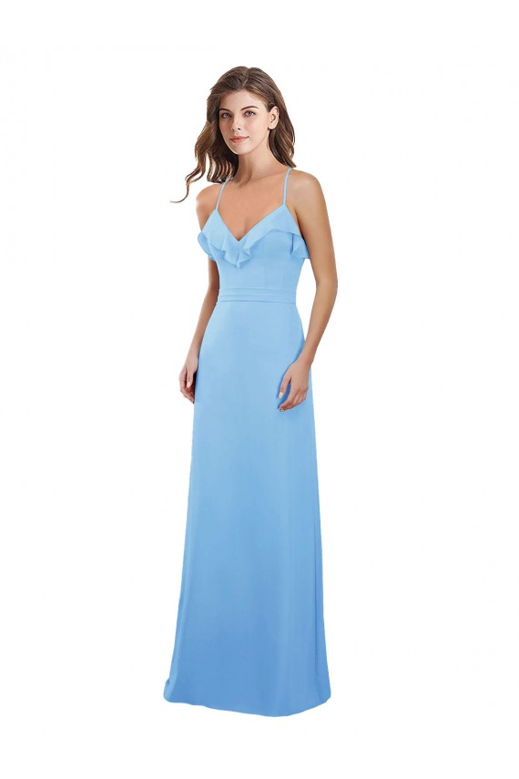 Sem Mangas Amor Chiffon Pervinca Comprimento Chão Vestidos de Madrinha Mais Barato