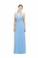 Sem Mangas Cabeçada Chiffon Pervinca Comprimento Chão Vestido de Madrinha Mais Barato