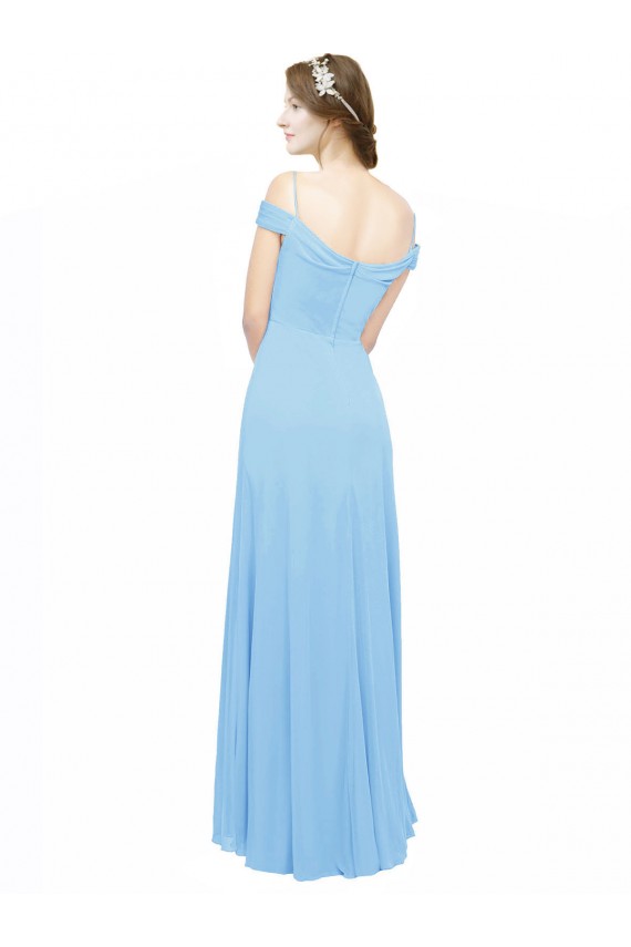 Sem Mangas Alças finas Chiffon Pervinca Comprimento Chão Vestidos de Madrinha Mais Barato
