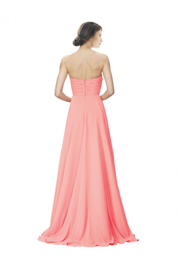 Sem Mangas Sem alças Chiffon Pêssego Comprimento Chão Vestidos de Madrinha Mais Barato