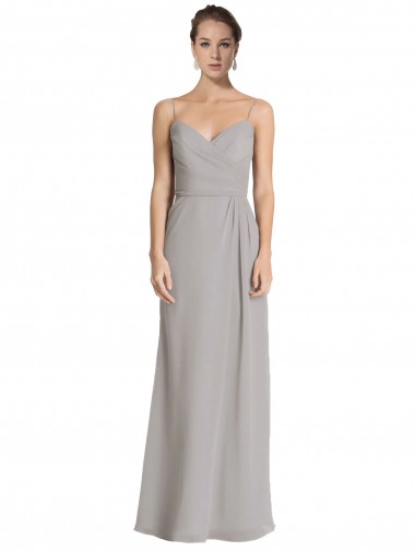 Sem Mangas Amor Chiffon Prata Comprimento Chão Longo Vestidos de Madrinha Mais Barato