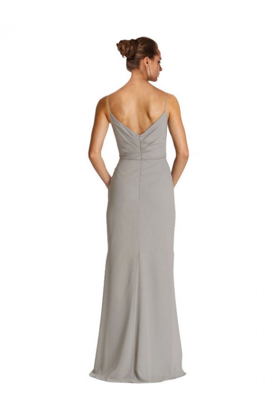 Sem Mangas Amor Chiffon Prata Comprimento Chão Longo Vestidos de Madrinha Mais Barato