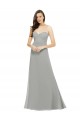 Sem Mangas Amor Chiffon Prata Comprimento Chão Vestido de Madrinha / Vestido de Baile Mais Barato