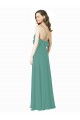 Sem Mangas Decote V Chiffon Prata Islandesa Comprimento Chão Longo Vestidos de Madrinha Mais Barato