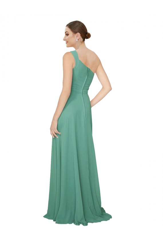 Sem Mangas Sem alças Chiffon Prata Islandesa Comprimento Chão Vestidos de Madrinha Mais Barato