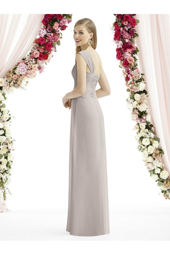 Sem Mangas Barco Chiffon Prata Comprimento Chão Vestidos de Madrinha Mais Barato