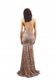 Sem Mangas Decote Alto Crepe Esticado & Lantejoulas Tule Ouro Rosa Comprimento Chão Vestidos de Madrinha / Vestidos de Noite / Vestidos de Festa Mais Barato