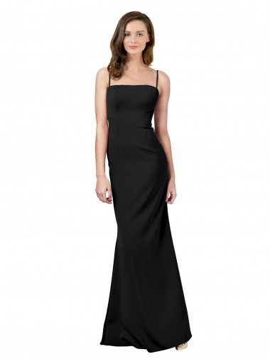 Sem Mangas Decote Quadrado Crepe Esticado Preto Comprimento Chão Vestidos de Madrinha / Vestidos de Noite / Vestidos de Festa Mais Barato