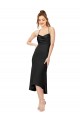 Sem Mangas Decote Capuz Cetim Sedoso Preto Alto Baixo Vestidos de Madrinha / Vestidos de Noite / Vestidos de Festa Mais Barato