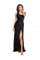 Sem Mangas Um Ombro Cetim Sedoso Preto Comprimento Chão Vestidos de Madrinha / Vestidos de Noite / Vestidos de Festa Mais Barato