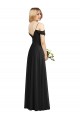 Ombro Frio Alças finas Chiffon Preto Comprimento Chão Vestidos de Madrinha Mais Barato