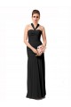 Sem Mangas Cabeçada Chiffon Preto Comprimento Chão Vestidos de Madrinha Mais Barato