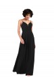 Sem Mangas Decote V Chiffon Preto Comprimento Chão Vestidos de Madrinha / Vestidos de Noite Mais Barato