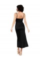 Sem Mangas Decote Capuz Cetim Sedoso Preto Comprimento Chá Vestidos de Madrinha / Vestidos de Noite / Vestidos de Festa Mais Barato