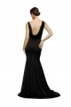 Sem Mangas Decote V Cetim Sedoso Preto Comboio Varredela Vestidos de Madrinha / Vestidos de Noite / Vestidos de Festa Mais Barato