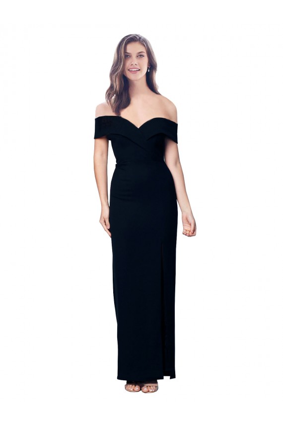 Sem Mangas Amor Crepe Esticado Preto Comprimento Chão Vestidos de Madrinha / Vestidos de Noite / Vestidos de Festa Mais Barato