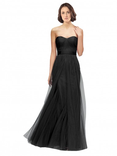 Sem Mangas Amor Tule Preto Comprimento Chão Vestido de Madrinha / Vestido de Noite Mais Barato
