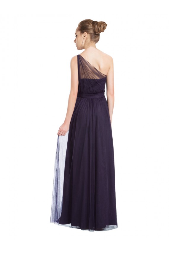 Sem Mangas Um Ombro Tule Preto Comprimento Chão Vestido Formais / Vestido de Madrinha Mais Barato