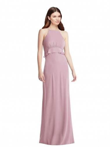 Sem Mangas Cabeçada Chiffon Prímula Comprimento Chão Longo Vestidos de Madrinha Mais Barato