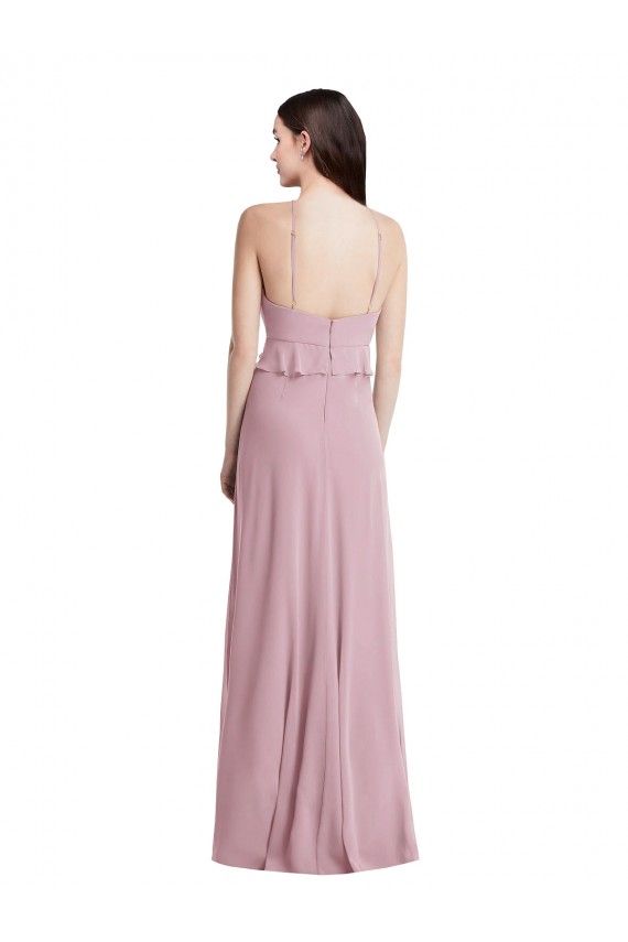 Sem Mangas Cabeçada Chiffon Prímula Comprimento Chão Longo Vestidos de Madrinha Mais Barato