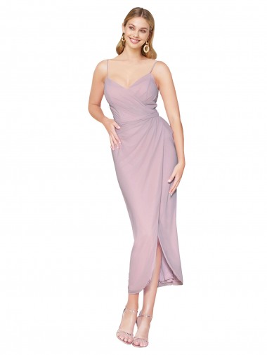 Sem Mangas Decote Alto Chiffon Prímula Alto Baixo Vestidos de Madrinha / Vestidos de Festa / Vestidos de Cocktail / Vestidos de Homecoming Mais Barato