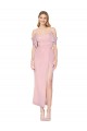 Ombro Frio Decote Alto Chiffon Prímula Comprimento Joelho Vestidos de Madrinha / Vestidos de Noite / Vestidos de Festa Mais Barato