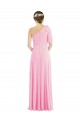 Sem Mangas Um Ombro Chiffon Quase Rosa Comprimento Chão Longo Vestidos de Madrinha Mais Barato