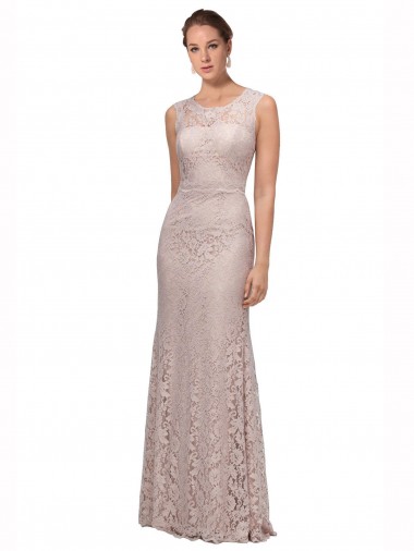 Sem Mangas Colher Renda Comprimento Chão Vestidos de Madrinha / Vestidos de Festa Mais Barato