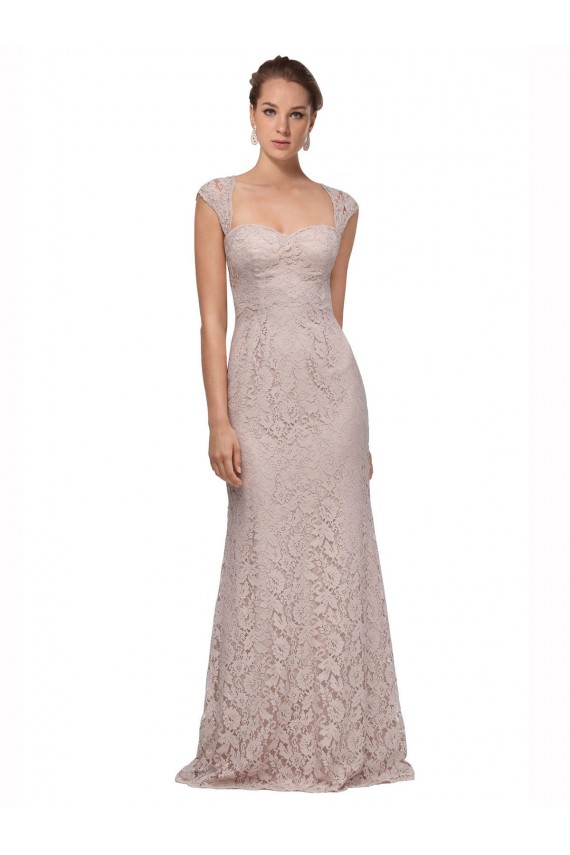 Mangas Curtas Amor Renda Comprimento Chão Vestidos de Madrinha / Vestidos de Festa Mais Barato