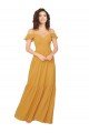 Ombro Frio Amor Chiffon Açafrão Comprimento Chão Vestidos de Madrinha Mais Barato