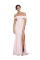 Sem Mangas Decote Quadrado Crepe Esticado Rosa Comboio Varredela Vestidos de Madrinha / Vestidos de Noite / Vestidos de Festa Mais Barato
