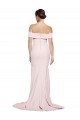 Sem Mangas Decote Quadrado Crepe Esticado Rosa Comboio Varredela Vestidos de Madrinha / Vestidos de Noite / Vestidos de Festa Mais Barato