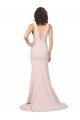 Sem Mangas Decote V Crepe Esticado Rosa Comboio Varredela Vestidos de Madrinha / Vestidos de Noite / Vestidos de Festa Mais Barato