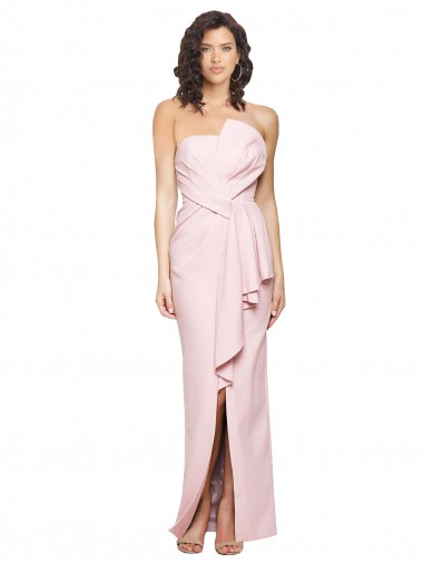 Sem Mangas Sem alças Crepe Esticado Rosa Comprimento Chão Vestidos de Madrinha / Vestidos de Noite / Vestidos de Festa Mais Barato