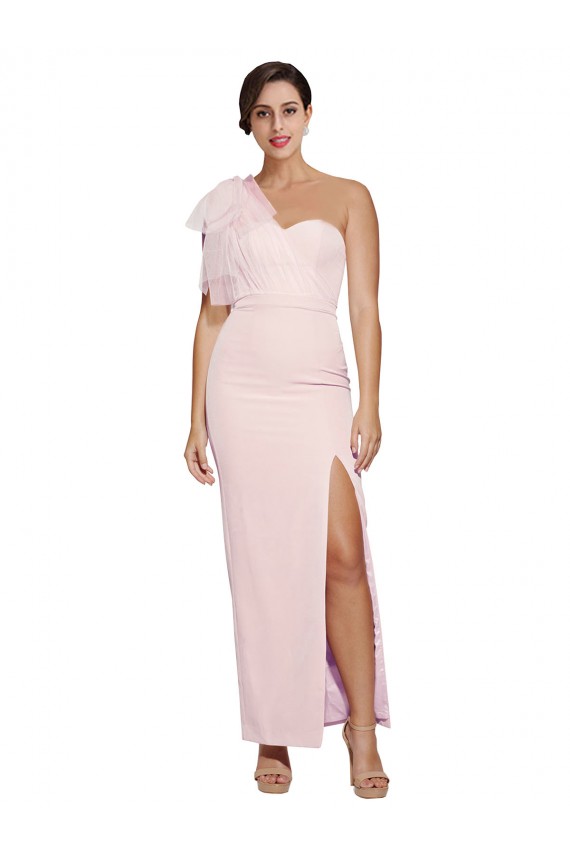 Sem Mangas Amor Crepe Esticado Rosa Comprimento Chão Vestidos de Madrinha / Vestidos de Noite / Vestidos de Festa Mais Barato