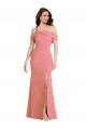 Sem Mangas Um Ombro Crepe Esticado Rosa Choque Comprimento Chão Vestidos de Madrinha / Vestidos de Festa Mais Barato