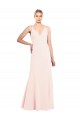 Sem Mangas Decote Alto Crepe Esticado Rosa Comprimento Chão Vestidos de Madrinha / Vestidos de Noite / Vestidos de Festa Mais Barato