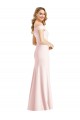 Sem Mangas Decote V Crepe Esticado Rosa Comprimento Chão Trombeta Vestidos de Madrinha / Vestidos de Noite / Vestidos de Festa Mais Barato