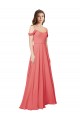Sem Mangas Fora do Ombro Chiffon Rosa Deserto Comprimento Chão Vestidos de Madrinha Mais Barato