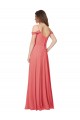 Sem Mangas Fora do Ombro Chiffon Rosa Deserto Comprimento Chão Vestidos de Madrinha Mais Barato