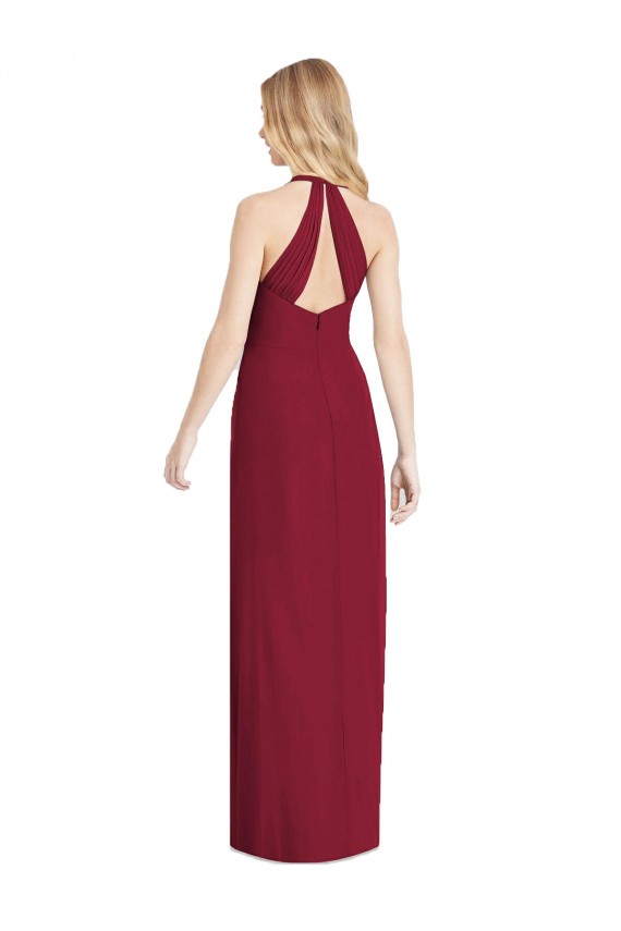 Sem Mangas Decote V Chiffon Rosa Deserto Comprimento Chão Vestidos de Madrinha / Vestidos de Noite Mais Barato